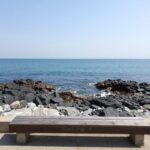 부산 기장 대변항 이화장횟집의 창가 자리에서 바라본 탁 트인 바다 전경