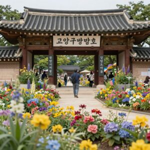 고양국제꽃박람호 입구와 환영 포토존 전경