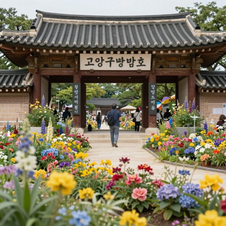 고양국제꽃박람호 입구와 환영 포토존 전경