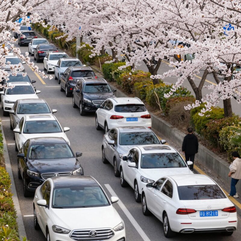 고양꽃박람회 주차장 오후 혼잡 모습 차량 대기 줄