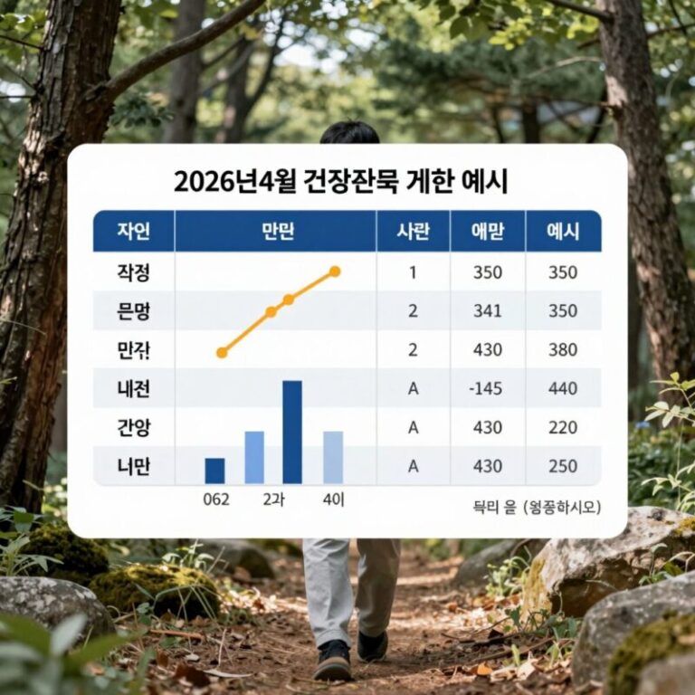 2026년 4월 건강보험료 정산액 계산 예시를 보여주는 표와 그래프