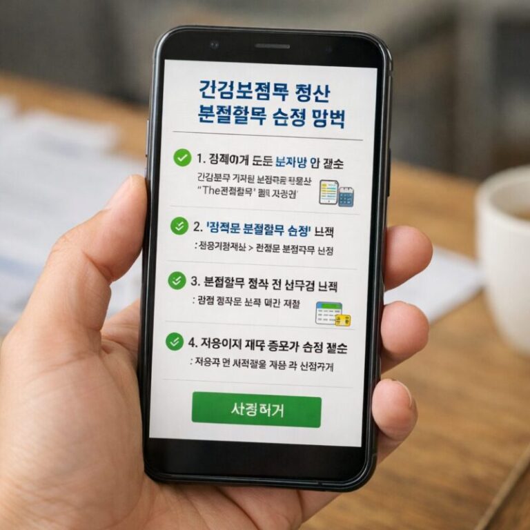 스마트폰 화면에 건강보험료 정산 분할납부 신청 방법이 표시된 이미지