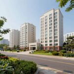 강동헤리티지자이 아파트 단지 전경과 주변 길동생태공원