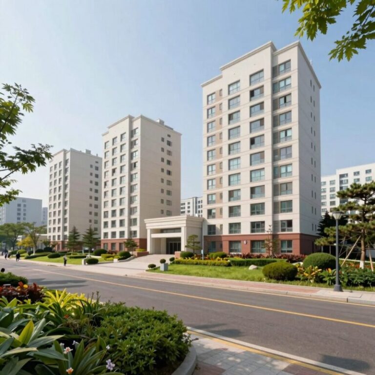 강동헤리티지자이 아파트 단지 전경과 주변 길동생태공원