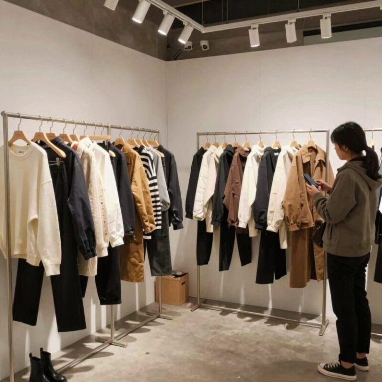 이주미 플리마켓 내부 감성적인 인테리어와 옷들이 진열된 모습