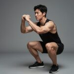 말왕이 스쿼트를 수행하는 모습, 압도적인 하체 근육을 보여주며 운동의 핵심을 강조