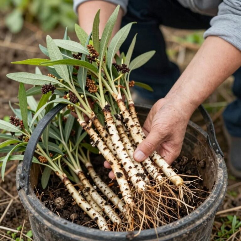 봄산나물 땅두릅과 두릅을 바구니에 담아 수확하는 모습