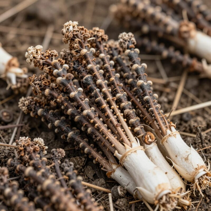 강원도 홍천 공작산 농장에서 자라고 있는 싱싱한 명이나물 사진