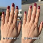 손 더 까맣게 보이는 네일컬러와 밝아 보이는 네일컬러 비교 이미지