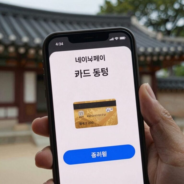 네이버페이 앱 카드 등록 화면에서 카드 촬영 버튼을 누르는 모습