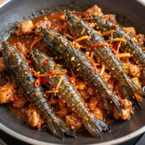 쭈꾸미와 삼겹살을 매콤하게 볶은 쭈삼볶음 요리 사진