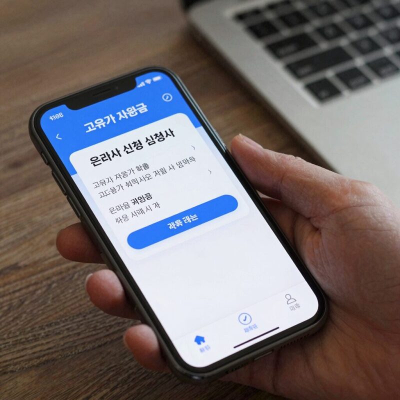 고유가 지원금 온라인 신청 화면, 카드사 앱에서 신청하는 방법을 보여주는 스마트폰 캡처
