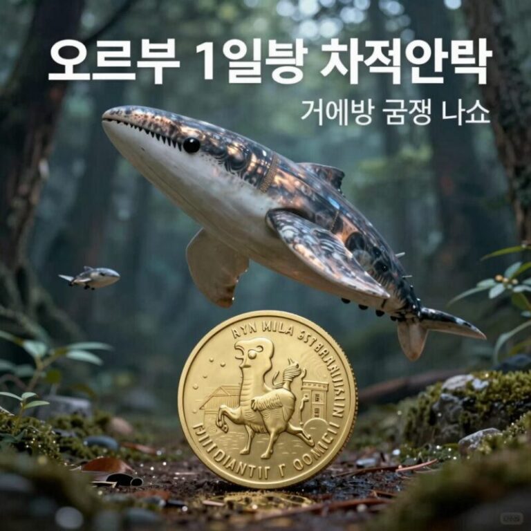 오르카 코인 1시간봉과 1일봉 차트 분석으로 급등 흐름과 거래량 급증을 보여주는 이미지