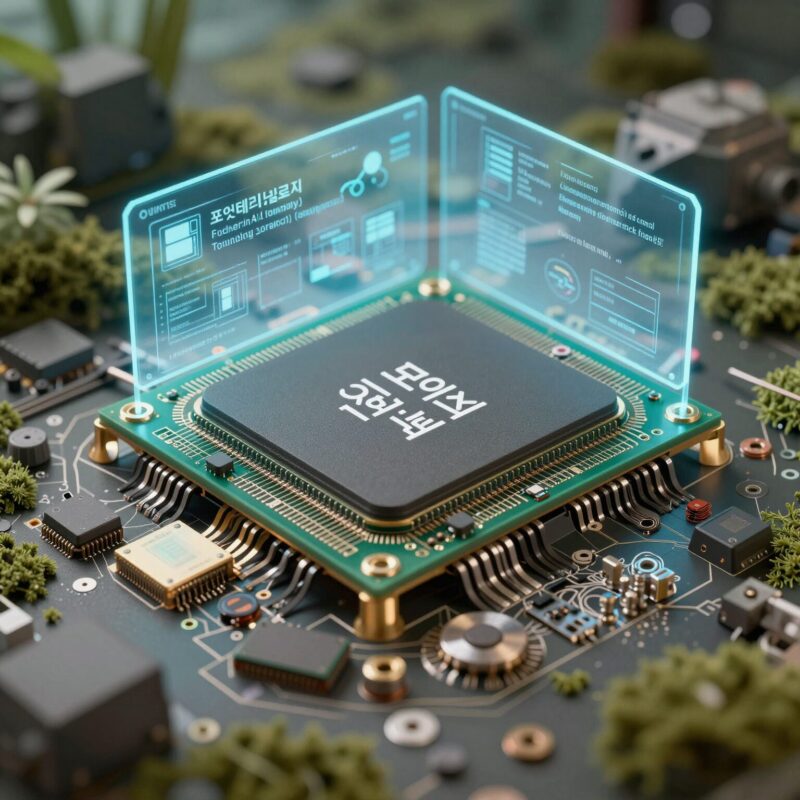 포엣테크놀로지가 개발한 3nm 기반 AI 반도체 칩 클로즈업