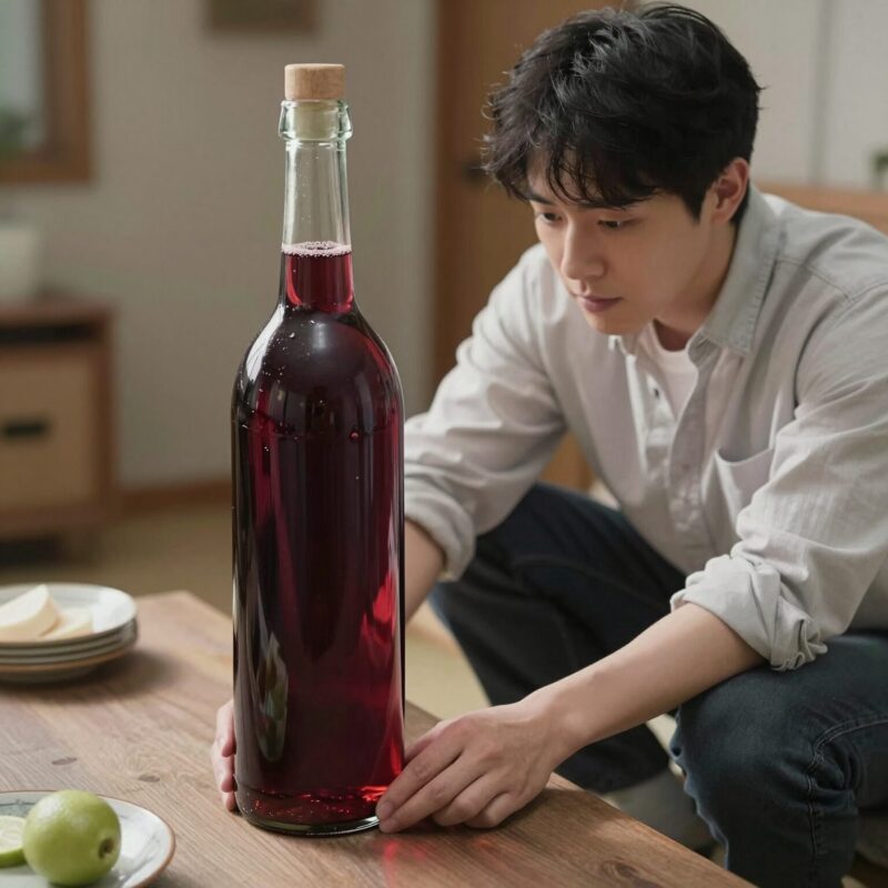 레드와인 비니거를 물에 희석하여 마시는 모습