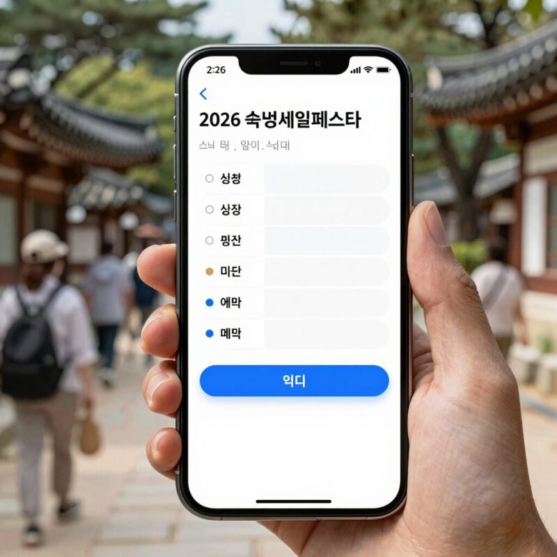 2026 숙박세일페스타 성공 예약을 위한 스마트폰 화면과 계획표