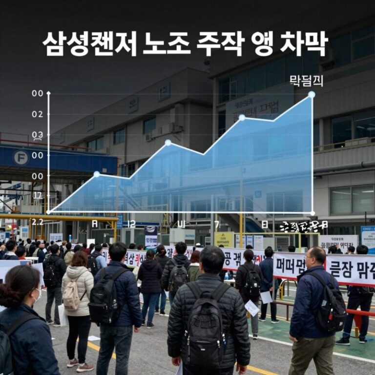 삼성전자 노조 파업 주가 영향 차트와 공장 이미지