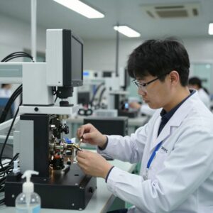 SK하이닉스 청정실에서 장비를 점검하는 기술직원의 모습