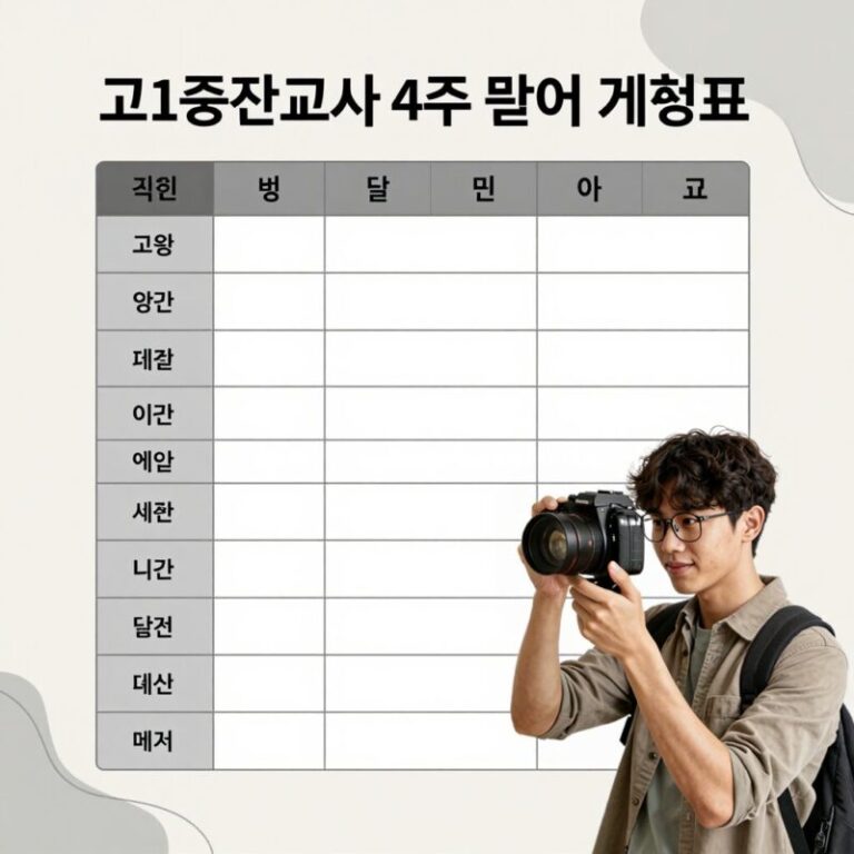 고1 중간고사 4주 준비 계획표가 적힌 플래너와 펜