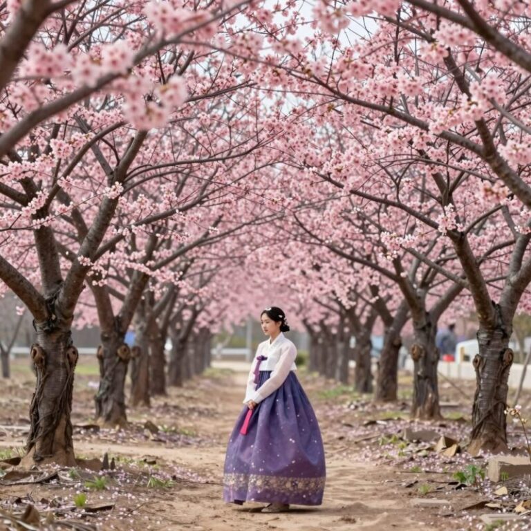 공주 나무부자팜 수사해당화 농장의 핑크빛 꽃나무와 포토스팟