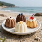 타마노카 베이비카스테라 네 가지 맛 세트가 접시에 담겨 있는 모습