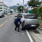 진주 CU 물류센터 앞 도로에서 발생한 사고 현장 개요도