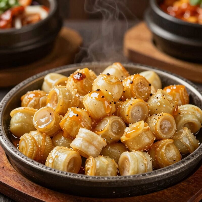 삼첩분식 로제샹궈떡볶이와 하오츠 꿔바로우 감자폭탄이 함께 담긴 테이블 사진으로 푸짐한 구성을 보여준다