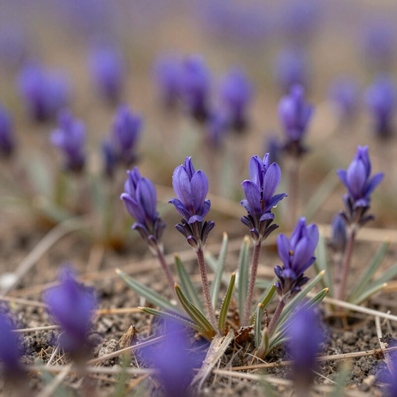 봄을 알리는 작은 기적 각시붓꽃의 모든 것 1 땅에 낮게 핀 보라색 각시붓꽃 군락, 외화피의 그물무늬가 선명하게 보임