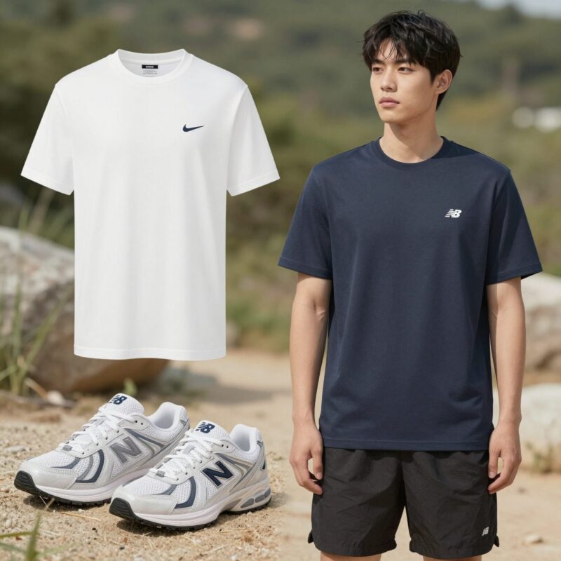 나이키, 뉴발란스, 블랙야크, 마리떼 등 다양한 브랜드의 여름 반팔티 실물 이미지