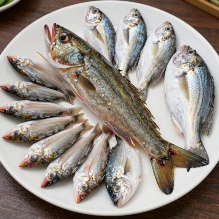 5월 제철회 모듬 접시에 담긴 도다리 병어 농어 참돔 밴댕이 꼴뚜기 회의 모습