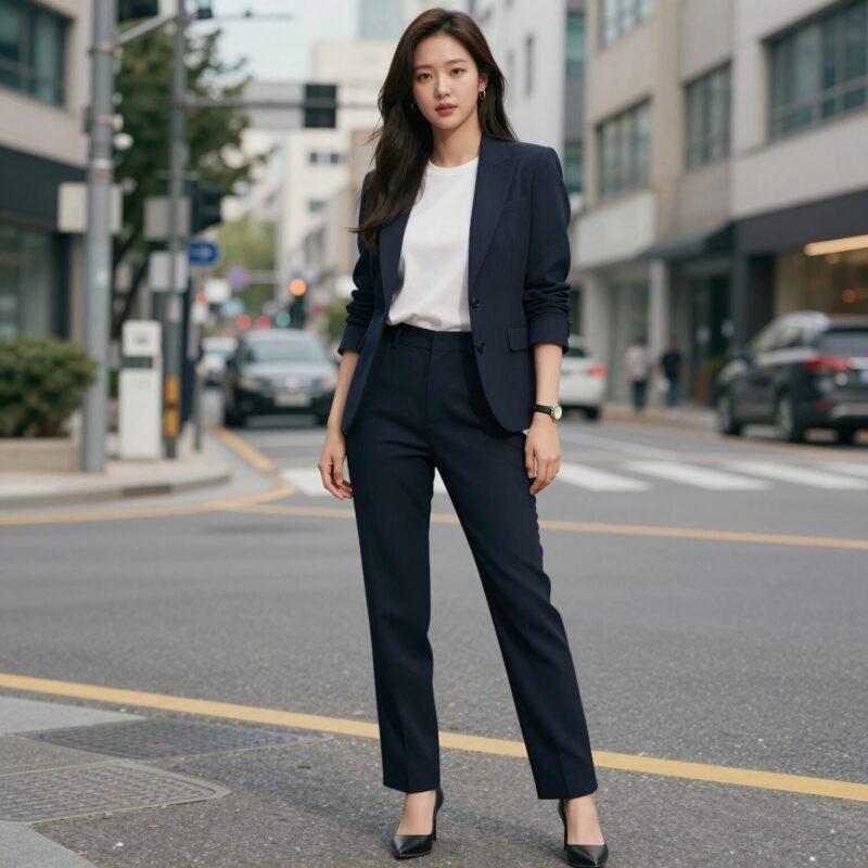 연예인 카프리팬츠 스타일 다시 뜨는 이유 1 도시적인 배경의 세련된 연예인 카프리팬츠 스타일링 이미지
