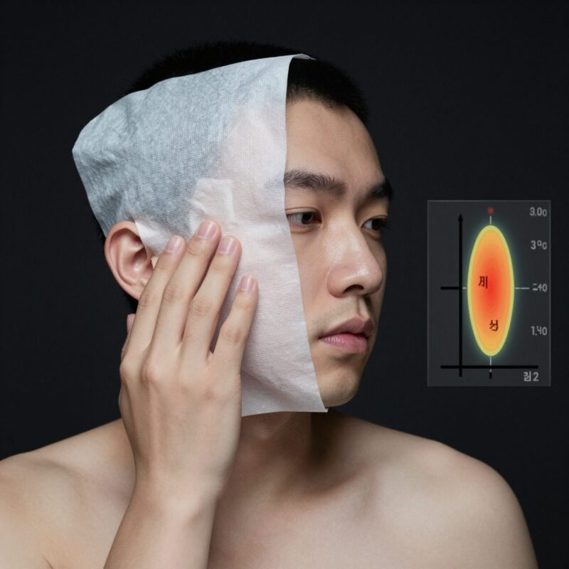 목에 쿨링시트를 착용한 모습과 피부 온도 비교 그래프