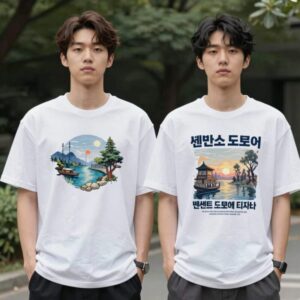 커스텀멜로우 아트 콜라보 반팔티 세바스찬 쇼메톤과 빈센트 드 보어 디자인 비교