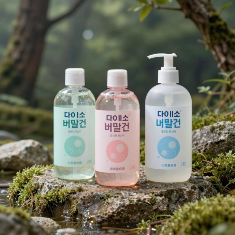 다이소에서 판매하는 버블건과 리필 용액 제품 사진