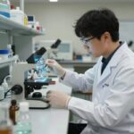 디앤디파마텍 연구소에서 연구원이 실험하는 모습