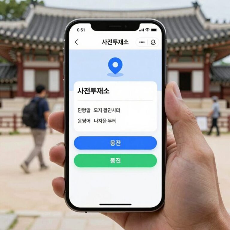사전투표소 위치 확인 모바일 화면 캡처