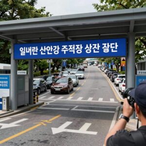 에버랜드 실시간 CCTV로 입구 혼잡도와 주차장 상황 확인하는 화면
