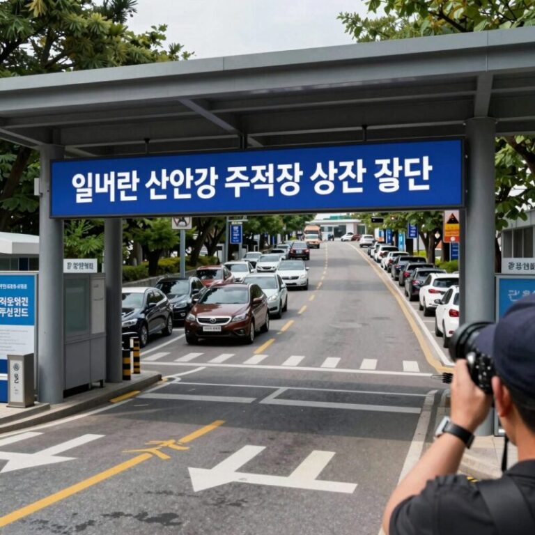 에버랜드 실시간 CCTV로 입구 혼잡도와 주차장 상황 확인하는 화면