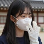 한타 바이러스 예방을 위한 마스크와 장갑 착용 이미지