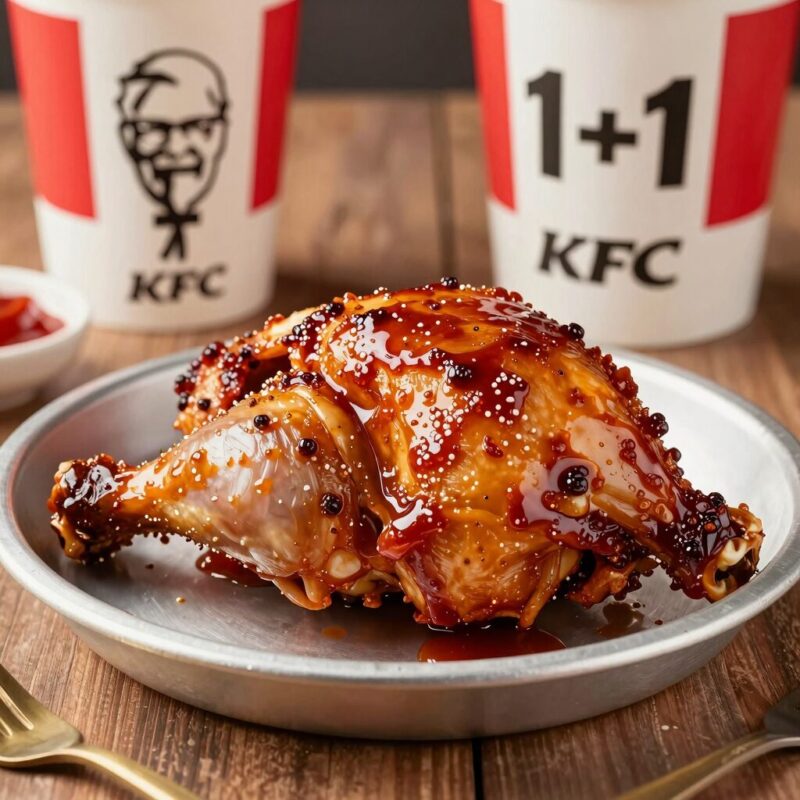 KFC 1+1 시간 치킨나이트 올데이 총정리 1 KFC 1+1 행사로 준비된 핫크리스피통다리와 갓양념통다리 접시