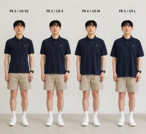 라코스테 카라티 사이즈별 실루엣 비교 이미지