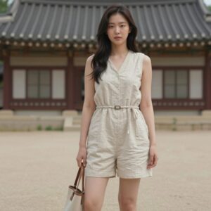 린넨 원피스 착용 모습, 여름 데일리룩