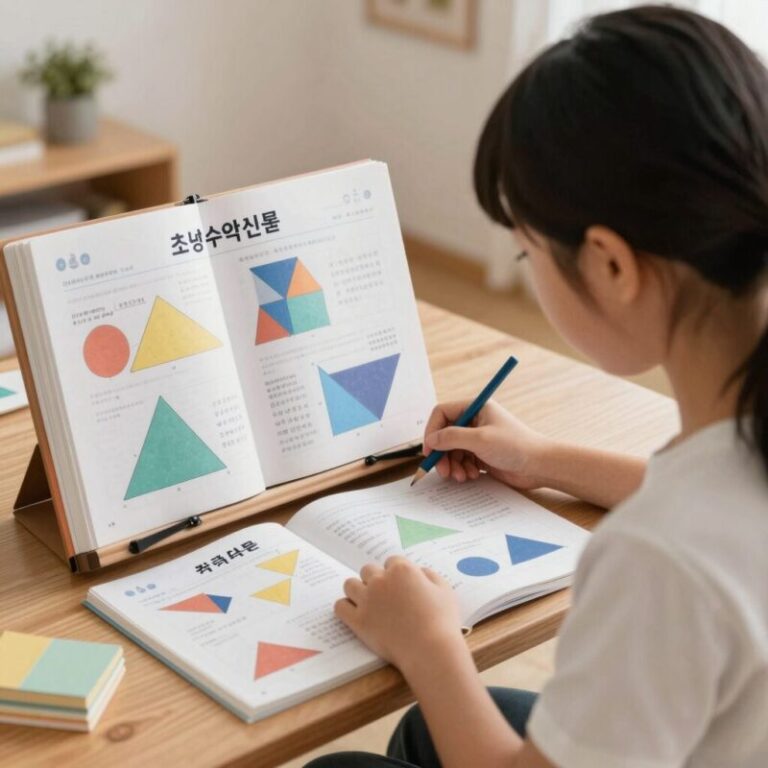 초등수학신문 책과 함께 도형 공부하는 아이와 엄마