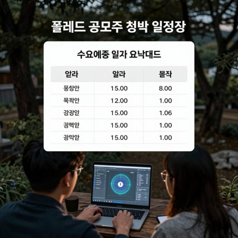 폴레드 공모주 청약 일정 및 수요예측 결과 요약 표