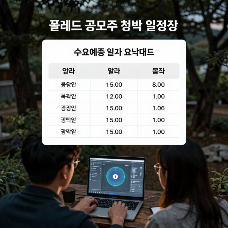 폴레드 공모주 청약 일정 및 수요예측 결과 요약 표