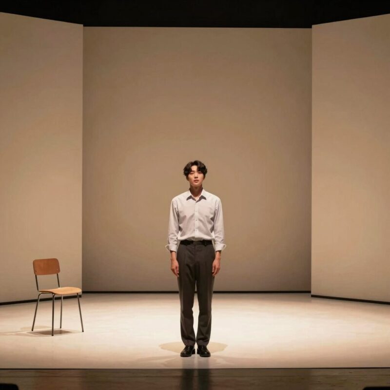 내가 만드는 로맨스 연극의 모든 것 1 로맨스 연극 무대 디자인 예시, 따뜻한 조명과 간결한 소품이 분위기를 살림