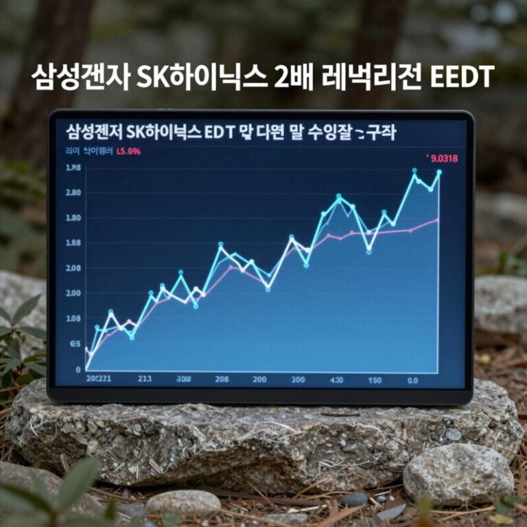 삼성전자 SK하이닉스 2배 레버리지 ETF의 일일 수익률 추종 구조와 음의 복리 현상을 설명하는 그래픽