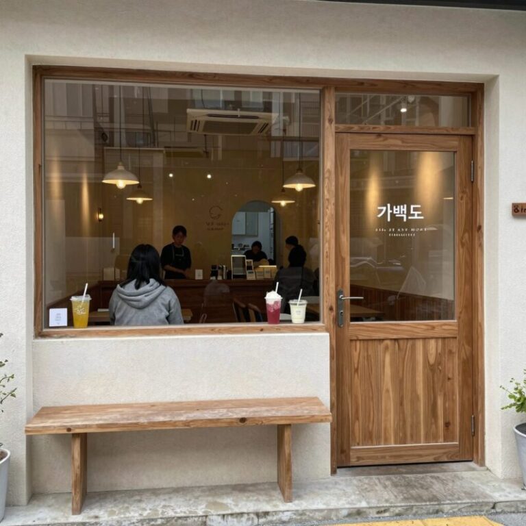 성수동 차백도 카페 매장 내부와 음료