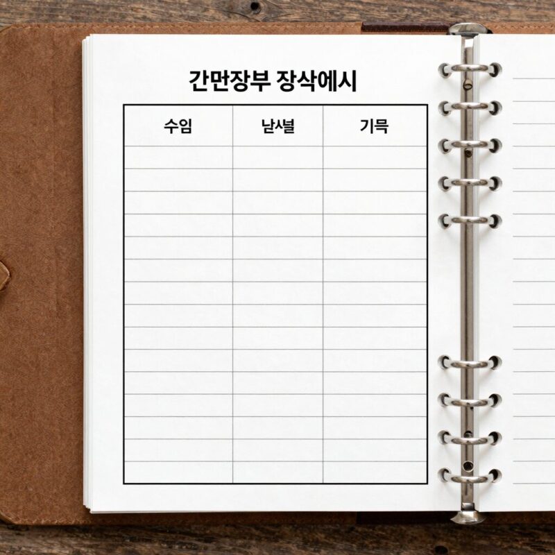 간편장부 쉽게 시작하는 법 1 간편장부 작성 예시 표 - 수입 지출 날짜별 기록 양식