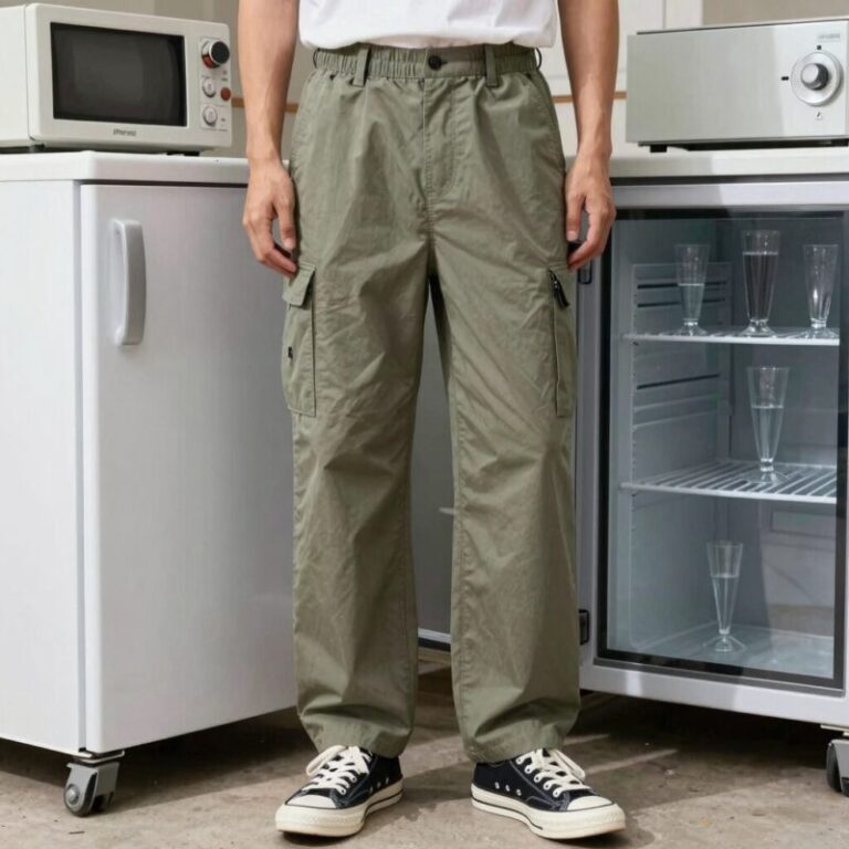 여름 남성 냉장고 바지 착용 모습